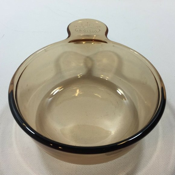 Corning Vision Ware Glass Amber Cookware USA V-150-B Grab It  Corning Vision Ware Glass Amber Cookware USA V-150-B Grab It & Go Food Dish Bowl